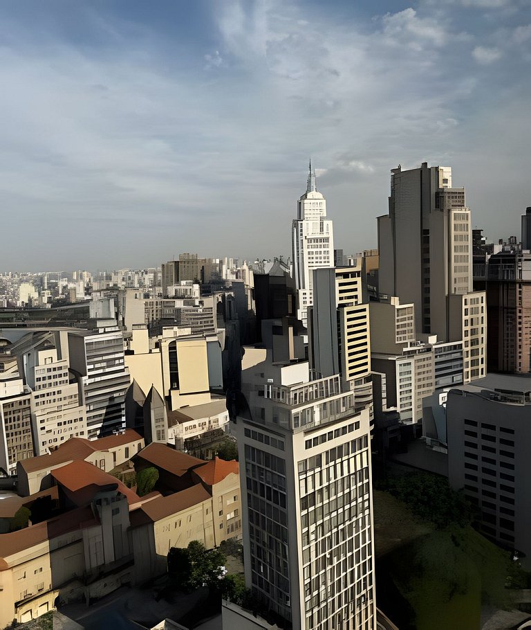 Studio c/ Vista Surreal do 39º Andar + Cinema CentroSP